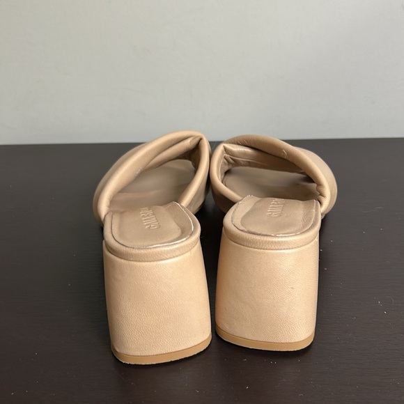 Gaia Baldi Sandal LEATHER Tan Shoe Italy Criss Cross Slip on Heel Sz 40 US 8.5 - Picture 4 of 9